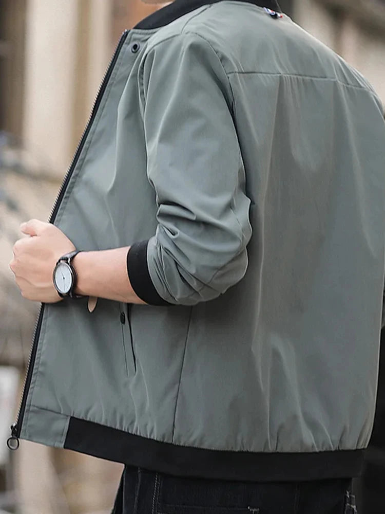 Men Windproof Zip Up Aviator Jacket