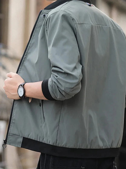 Men Windproof Zip Up Aviator Jacket