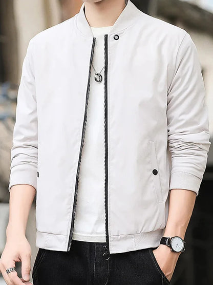 Men Windproof Zip Up Aviator Jacket