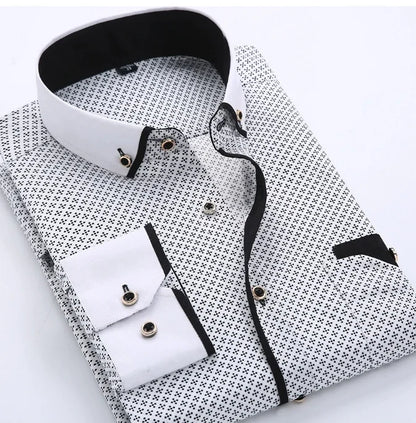 Men Printed Long Sleeve Dress Shirt