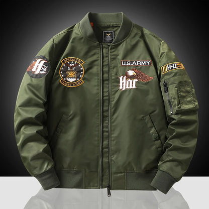 Men Embroidered Eagle Flight Jacket
