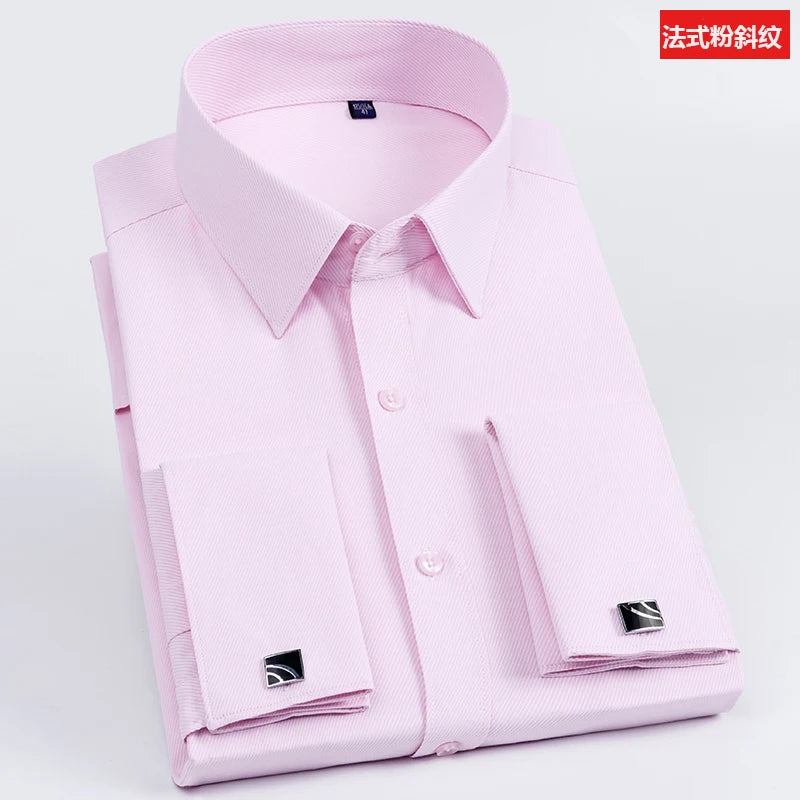 Men French Cuff Long Sleeve Dress Shirt