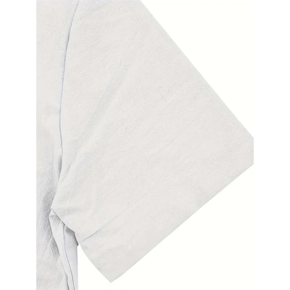 Men Cotton Linen Short Sleeve Shirt