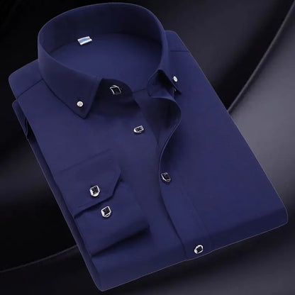 Men Solid Color Long Sleeve Button Down Shirt