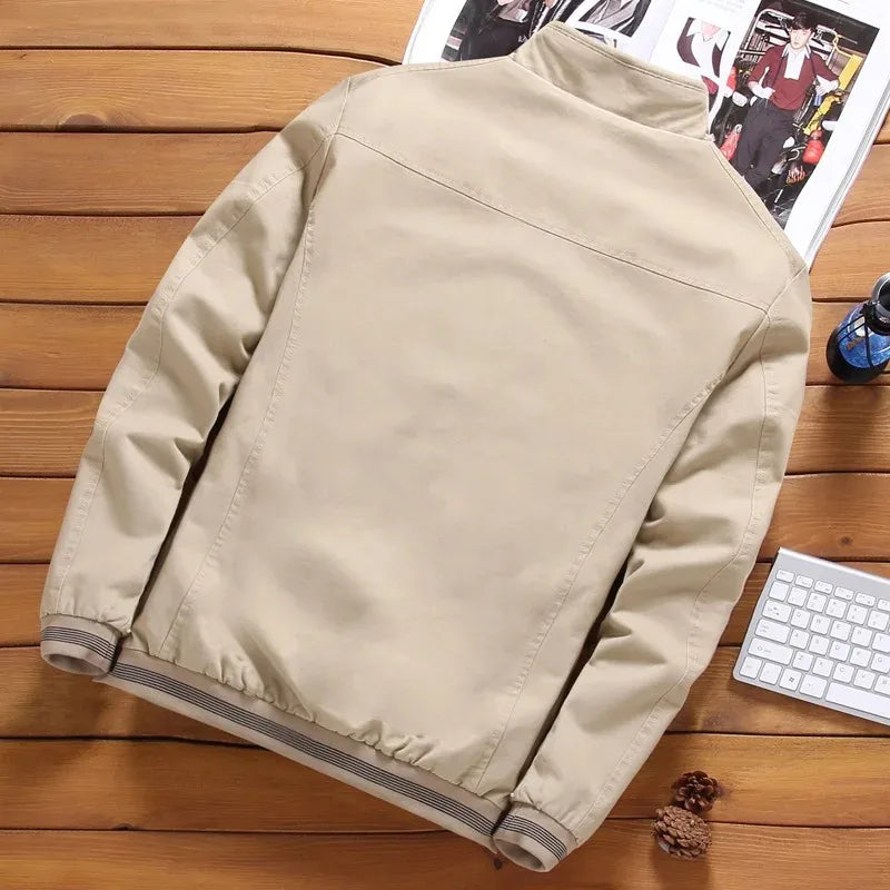 Men Fleece Lined Zip Up Baseball Jacket