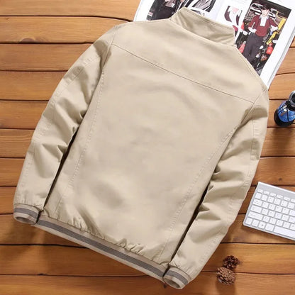 Men Fleece Lined Zip Up Baseball Jacket