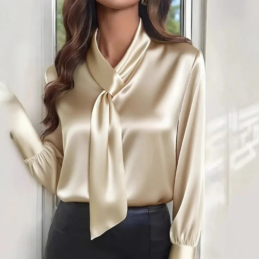 Women's Elegant Long Sleeve Shirt - Classic Office Blouse