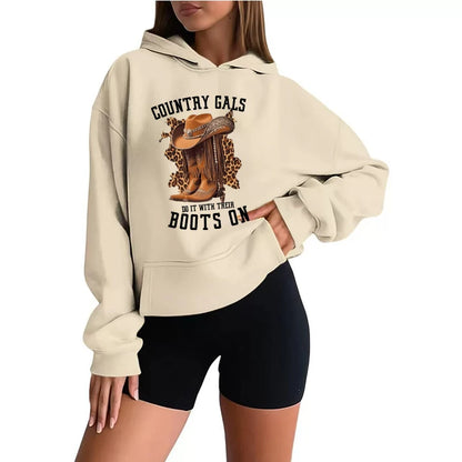 Women's Country Western Cowboy Boots Hoodie - Vintage 90s Sweatshirt