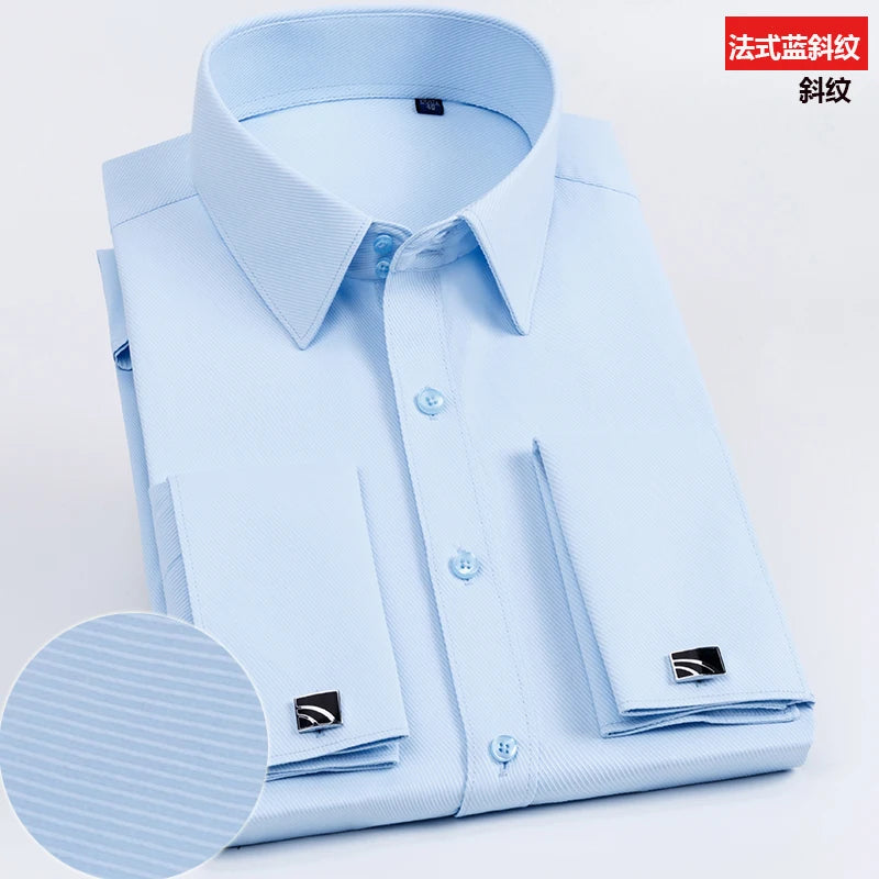 Men French Cuff Long Sleeve Dress Shirt