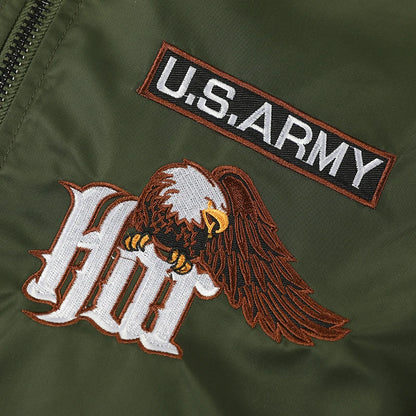 Men Embroidered Eagle Flight Jacket