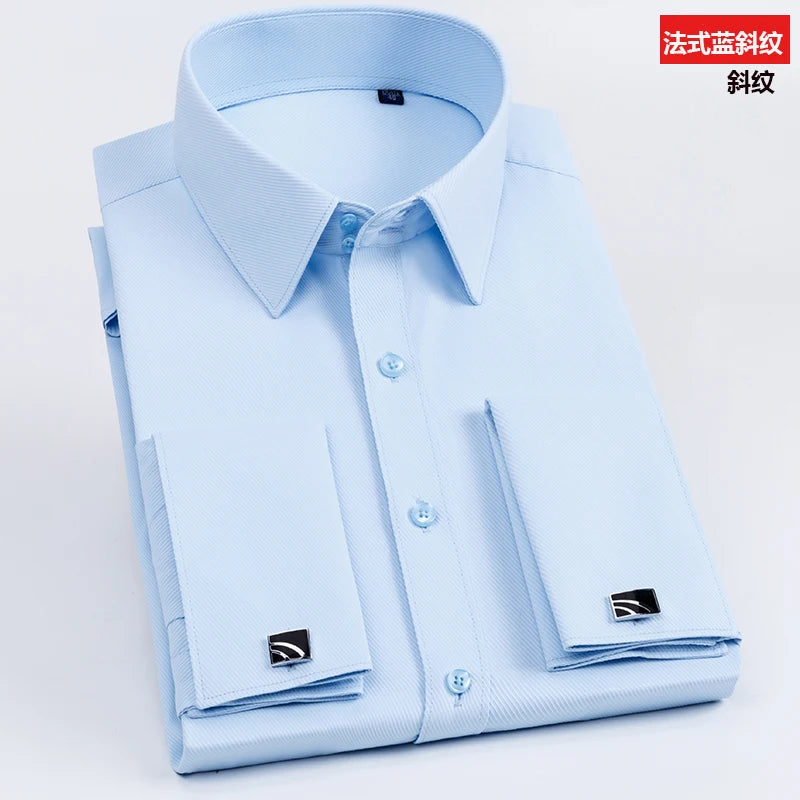Men French Cuff Long Sleeve Dress Shirt