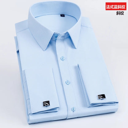 Men French Cuff Long Sleeve Dress Shirt