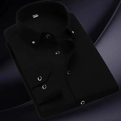 Men Solid Color Long Sleeve Button Down Shirt