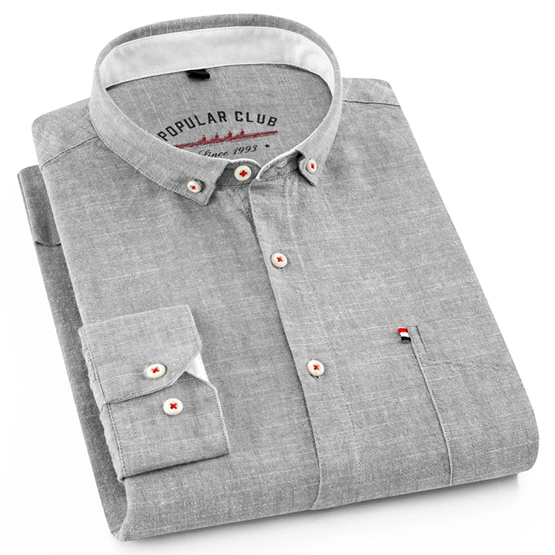 Men Cotton Linen Long Sleeve Shirt