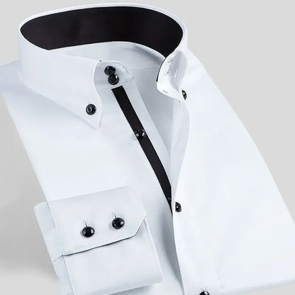 Men Stretch Anti-Wrinkle Long Sleeve Dress Shirt