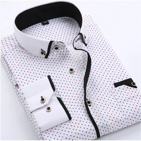 Men Printed Long Sleeve Dress Shirt