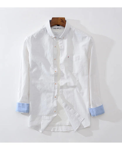 Men Cotton Linen Long Sleeve Shirt