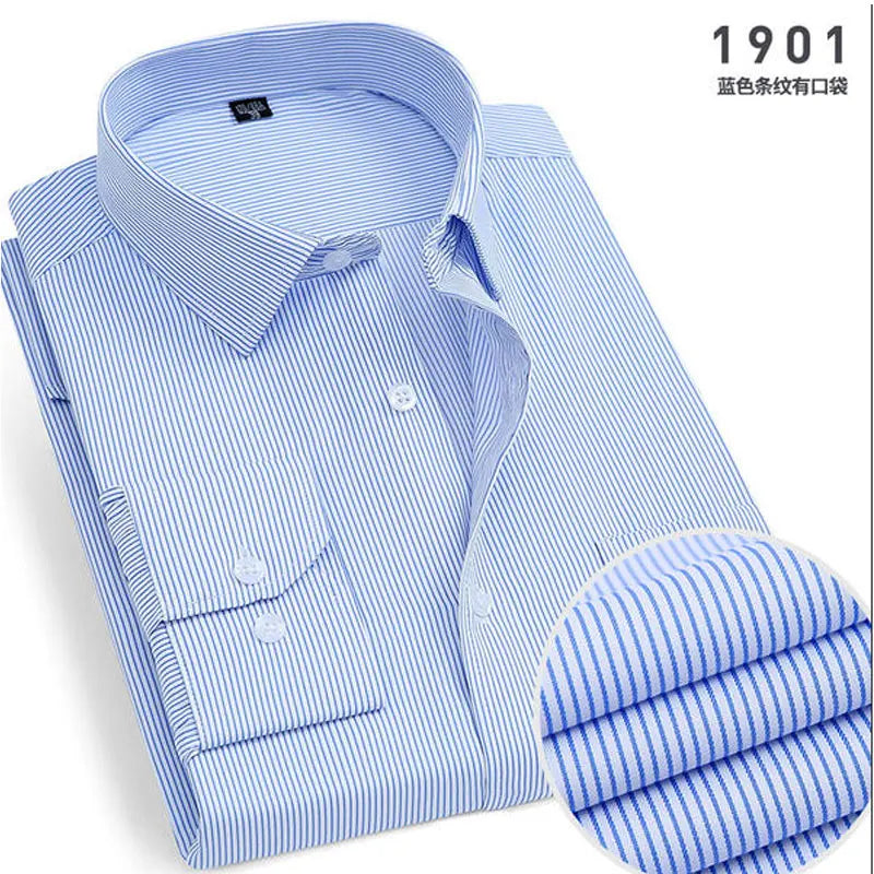 Men Striped Long Sleeve Business Shirt - Non-Iron