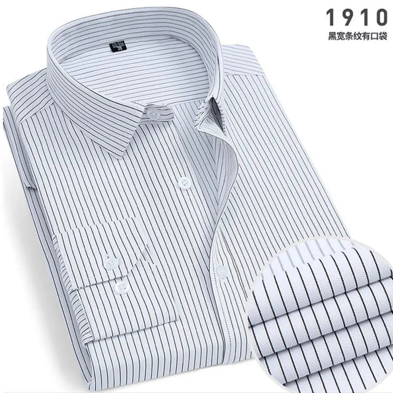 Men Striped Long Sleeve Business Shirt - Non-Iron