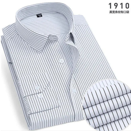 Men Striped Long Sleeve Business Shirt - Non-Iron