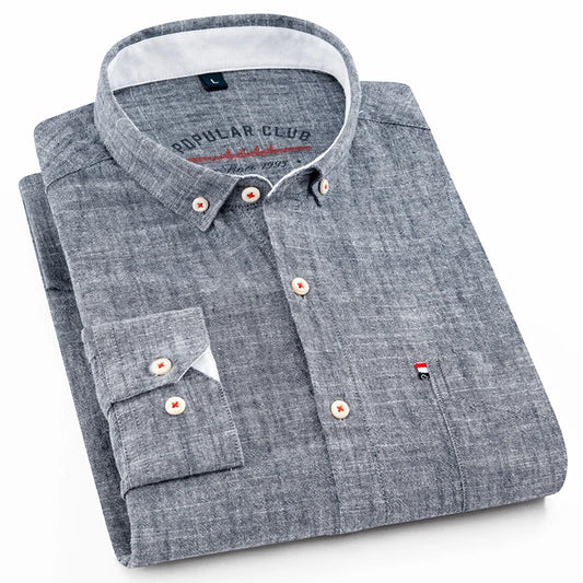 Men Cotton Linen Long Sleeve Shirt