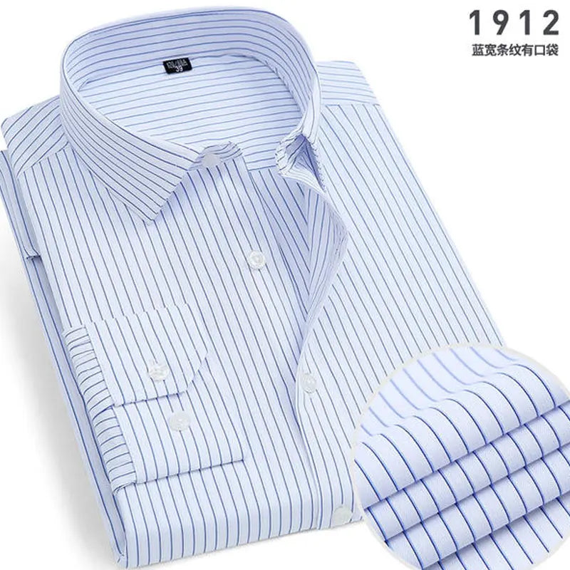 Men Striped Long Sleeve Business Shirt - Non-Iron