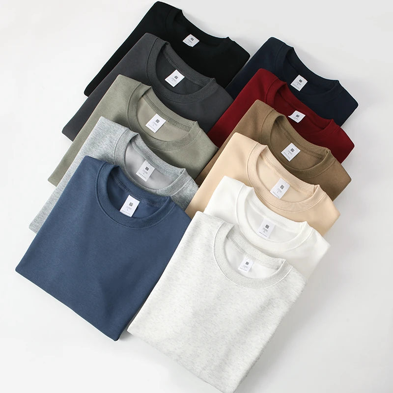 Men's Business Casual Long Sleeve T-Shirt - Solid Colour O-Neck Top
