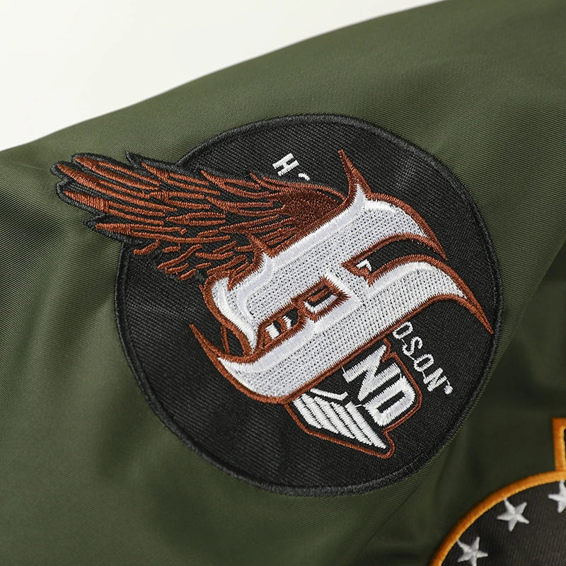 Men Embroidered Eagle Flight Jacket