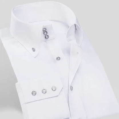 Men Stretch Anti-Wrinkle Long Sleeve Dress Shirt