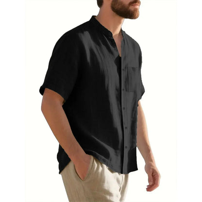 Men Cotton Linen Short Sleeve Shirt