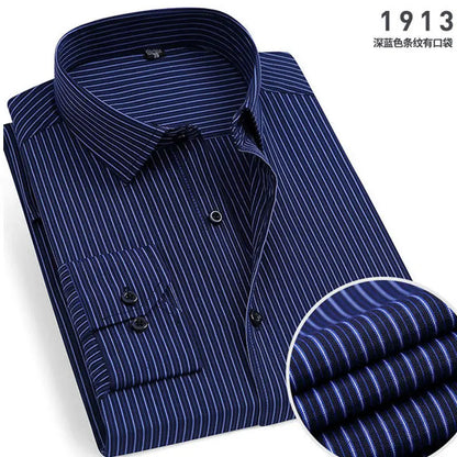 Men Striped Long Sleeve Business Shirt - Non-Iron