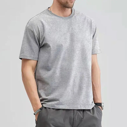 Men Cotton Solid Color T-Shirt - Plus Size