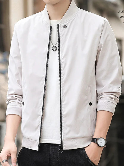 Men Windproof Zip Up Aviator Jacket