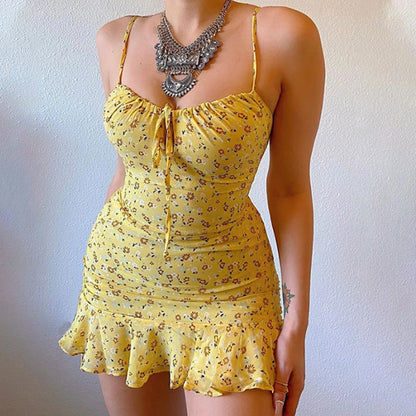 Women's Floral Print Camisole Dress - Summer Casual Mini Dress