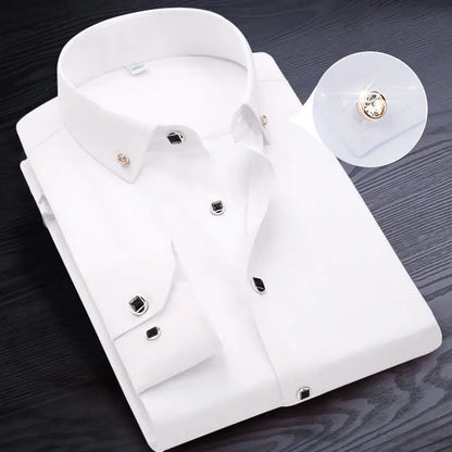 Men Solid Color Long Sleeve Button Down Shirt