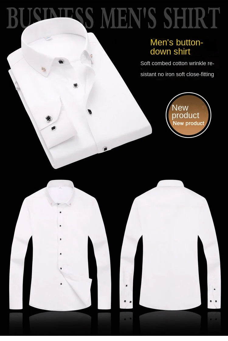 Men Solid Color Long Sleeve Button Down Shirt