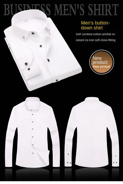 Men Solid Color Long Sleeve Button Down Shirt