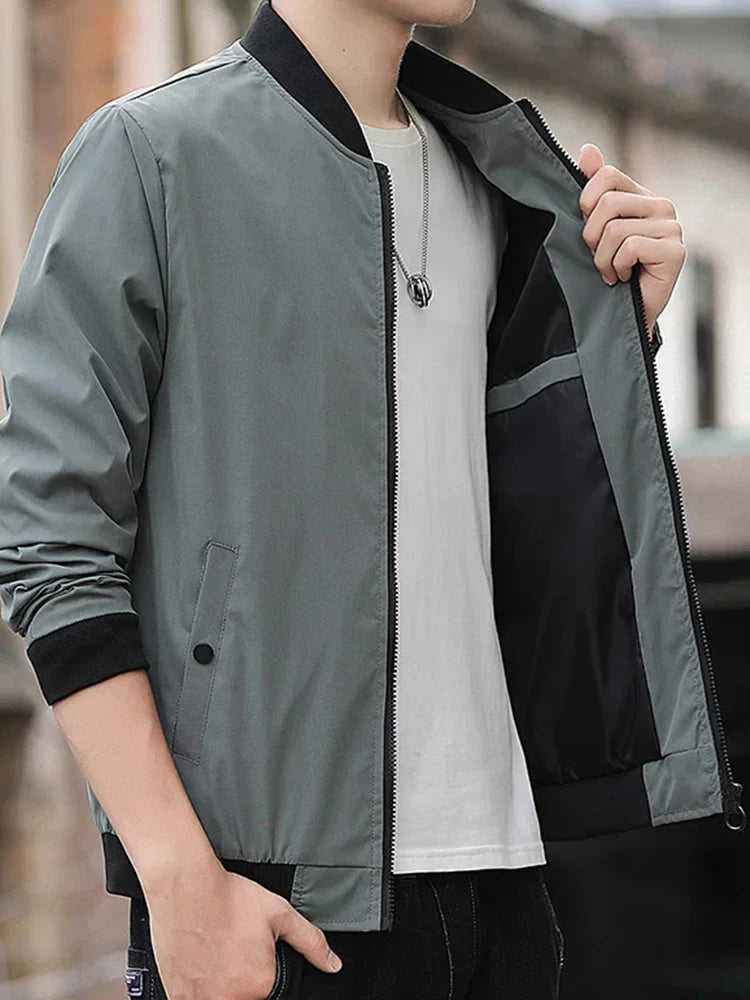 Men Windproof Zip Up Aviator Jacket