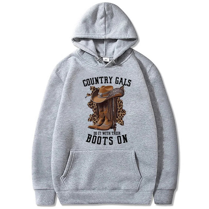 Women's Country Western Cowboy Boots Hoodie - Vintage 90s Sweatshirt