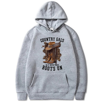 Women's Country Western Cowboy Boots Hoodie - Vintage 90s Sweatshirt