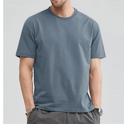 Men Cotton Solid Color T-Shirt - Plus Size