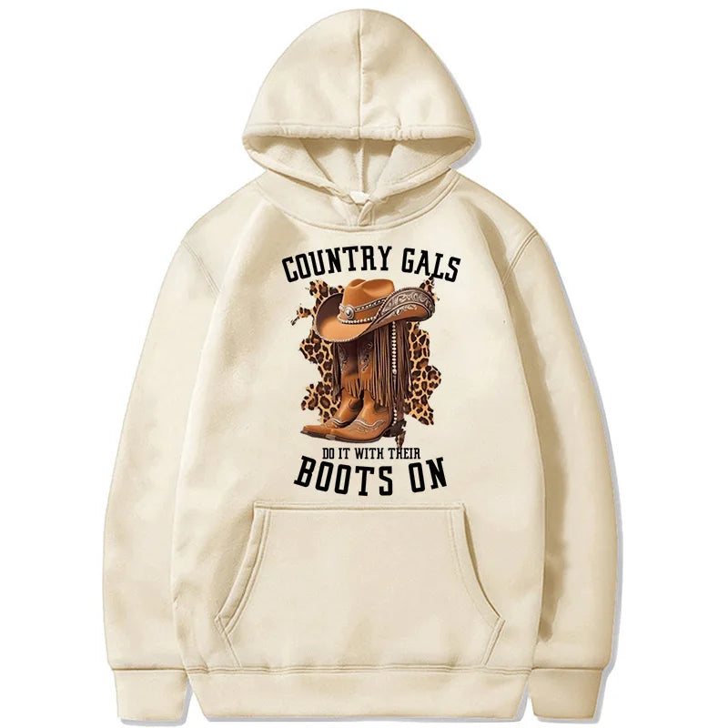 Women's Country Western Cowboy Boots Hoodie - Vintage 90s Sweatshirt