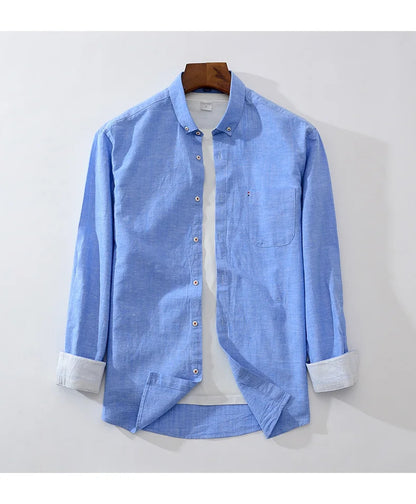 Men Cotton Linen Long Sleeve Shirt