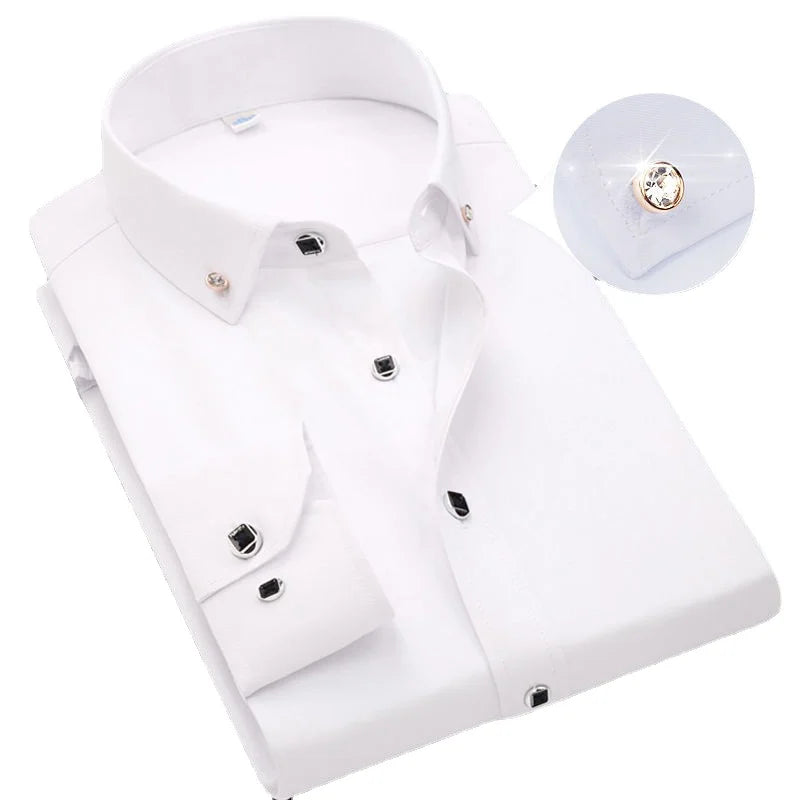 Men Solid Color Long Sleeve Button Down Shirt