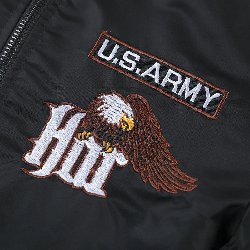 Men Embroidered Eagle Flight Jacket