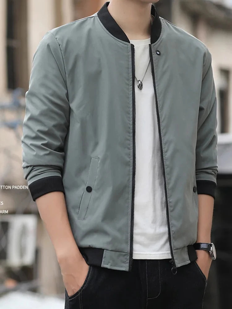 Men Windproof Zip Up Aviator Jacket