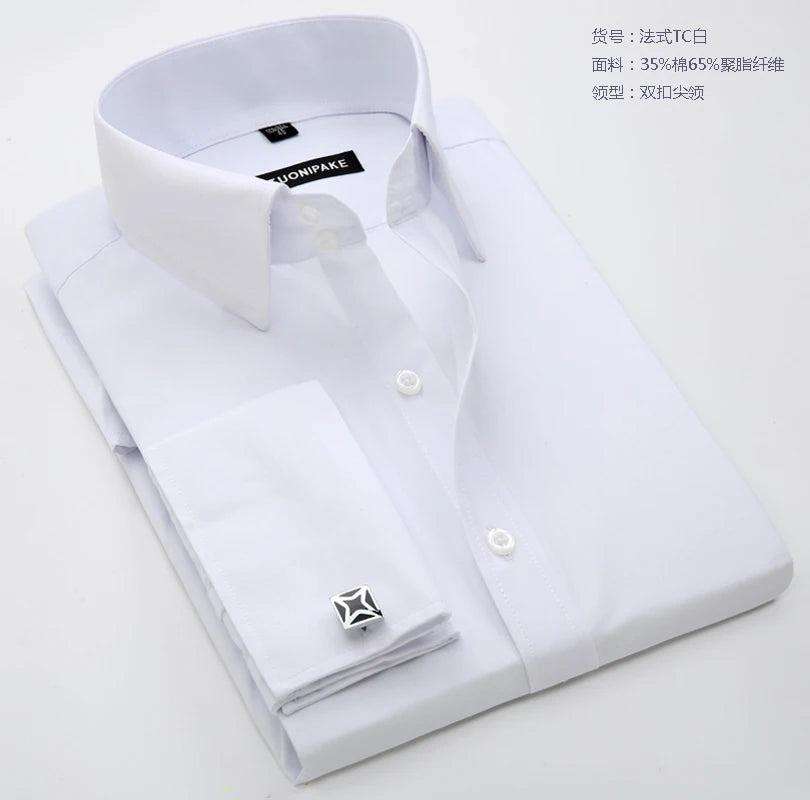 Men French Cuff Long Sleeve Dress Shirt