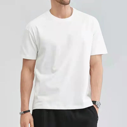 Men Cotton Solid Color T-Shirt - Plus Size