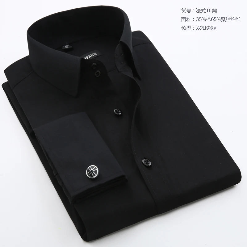 Men French Cuff Long Sleeve Dress Shirt