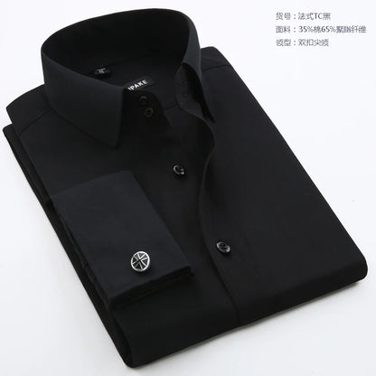 Men French Cuff Long Sleeve Dress Shirt